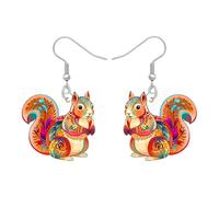 YAYAKO Pendientes Ardilla Regalos Raros para Mujeres Niñas,Pendientes de Acrílico Accesorios de Joyería Funky,Regalos Ardilla Tonta para Amantes de los Animales (Naranja)