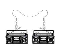 YAYAKO Pendientes vintage acrílicos colgantes joyas vintage temas declaración pendientes para mujeres niñas corazón nostalgia regalos, M, Acrílico, No es una piedra preciosa