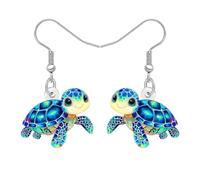 YAYAKO Regalos de tortuga marina para mujer, aretes de tortuga acrílica, aretes colgantes de tortuga oceánica, joyería de playa de verano para amantes de los animales, Medium, Acrílico, Sin piedra