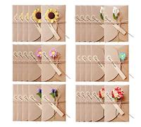 Yayatty 30 Pz Papel Kraft Retro Hecho a Mano, Tarjeta de Felicitación Papel Kraft Sobres, 10,5 x 7,1 CM Flores Secadas Postal Decorada para Navidad, Cumpleaños, San Valentín, Día de La Madre