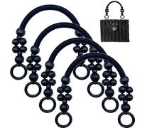 Yayatty 4 Pcs Asas para Bolsos con Cuentas, Negro Mangos de Madera con Cuentas de Madera, Asa De Bolso Hecha a Mano De Bricolaje para Hacer Bolsos DIY Personalizada Mango