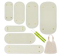 Yayatty 7 piezas de fondo de bolsillo para ganchillo, fondo de piel sintética ovalada blanca para hacer bolsas