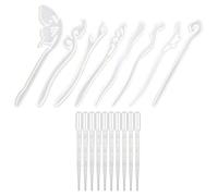 Yayatty 8 Piezas Molde de Silicona para Resina Epoxi - Horquillas y Palos de Pelo para Fabricación de Artesanías de Joyería DIY