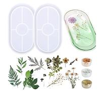Yayatty 8 Pz Moldes de Silicona de Resina para Posavasos, 2 Pz Molde de Resina para Posavasos y Escamas La Hoja Dorado, Naturales Flor Prensada Mezclada para Posavasos de Resina Epoxi de Resina DIY