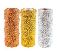 Yayatty Cordón Metálico Multicolor de 1,5mm x 100m Hilo de Oro Metálico con Cordón para Manualidades, Joyería de Bricolaje y Decoración Navideña, 3 Color B, 300m
