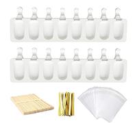 Yayatty Molde de Helado de Silicona, 2 Pcs Molde Helado 8 Cavidades Con 50 Palos Madera para Postre, Chocolate, Bricolaje