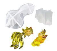 Yayatty Molde de Resina Epoxi, 2 Pz Molde de Resina de Silicona para Peces Koi, Molde de Silicona Peces para El Hogar, La Oficina, La Decoración Del Escritorio