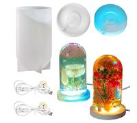 Yayatty Moldes de Resina de Silicona, Cilíndrico Molde de Resina Epoxi, Soporte para Molde Silicona Resina con Luz de Alimentación USB para Regalos Hechos a Mano, Decoración Del Hogar