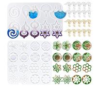 Yayatty Moldes de Resina de Silicona, Moldes de Resina para Pendientes con Gancho para La Oreja, Anillos para Saltar para Pendiente, Llaveros, Colgante DIY