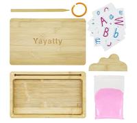 Yayatty Montessori Mesa de Arena Juguetes de Aprendizaje, Bandeja de Arena de Madera con Tapa para Escribir, Juguetes de Madera con Rosa Arena para Escriban Letras y Dibujen