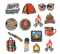 Yayatty Patch Sticker, 14 Pz Temático de Campamento Parche Termoadhesivo Parche de Hierro en Patches para Mochila, Gorras, Ropa
