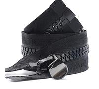 YAYDAFSHSAI Cremallera Gruesa con Extremo Abierto, 15# 8# Resin Opening and Long Zip Down Jacket Zippers For Sewing Extra Large Plastic Zipper Fashion Accessories(Black,120cm)