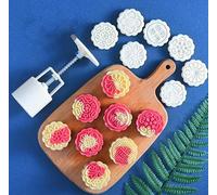 YAYDAFSHSAI Molde para Pasteles de Luna, DIY Moon Cake Mold Flower Cookie Stamps White 50g Pack of 8(A)