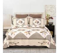 YAYIDAY YaYi - Juego de Colcha Estampada, tamaño Queen, 100% algodón, Colcha con Fundas de Almohada, Reversible, Patchwork, Acolchado, Juego de Ropa de Cama de 3 Piezas, Manta para Dormir para Todas