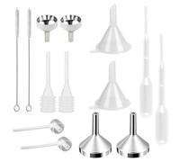 YAYNO 14 Piezas Mini Funnel Set Embudo de Cocina Mini Embudo de Aluminio Metal Gotero de Plástico Dispensador para Botella de Aceite Esencial, Llenado de Botella Pequeña, Cosméticos, Arena