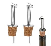 YAYNO 2 boquillas para botellas de licor, boquilla recta y curva, tapón vertedor de aceite para botellas de aceite y vinagre con tapón de corcho natural