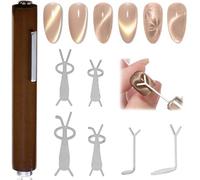 YAYNO 7 Piezas imanes de ojo de gato para uñas 3 en 1 multiforma y pinzas en forma Set de Nailart piezas para Uñas Cat Eye Estilo Magnético con Lápiz de Imán para Diseño de Uñas Salón de Uñas