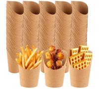 YAYODS 100 vasos de papel de estraza - 14 oz bolsas de patatas fritas con boca inclinada - 410 ml vasos de papel para aperitivos - bolsas de patatas fritas - bolsas de papel para patatas fritas,