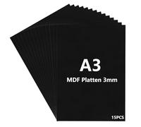 YAYODS 15 placas de madera A3 MDF de 3 mm, 420 x 300 x 3 mm, para manualidades, placa de madera negra para láser, enrutador CNC, modelado, calado, sierra de marquetería