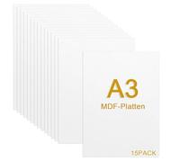 YAYODS 15 placas de madera de densidad media A3 de 3 mm, 420 x 300 x 3 mm, para manualidades, placa de madera blanca para láser, enrutador CNC, modelado, calado, sierra de marquetería