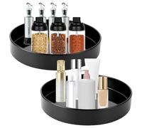 YAYODS 2 organizadores de platos giratorios de 360°, plato giratorio para frigorífico, 25 cm, plato giratorio para cocina, color negro, organizador de cocina, plato giratorio Lazy Susan, bandeja