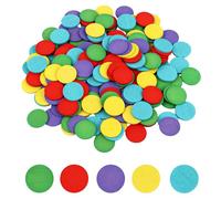 YAYODS 300 unidades de 6 colores de placas de madera redondas, diámetro de 2,5 cm, confeti de póquer, fichas de póquer, fichas de madera, tarjetas de bingo, fichas de conteo de matemáticas, figuras en