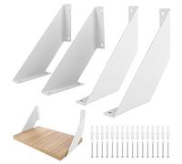 YAYODS 4 unidades de estanterías blancas - 20 cm de ángulo de carga pesada metal - Estantería angular con tornillos - Soporte blanco para estante de almacenamiento, cocina, oficina, estantería de