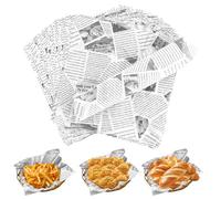 YAYODS 500 unidades de papel de horno con aspecto de periódico, 25 x 25 cm, para hamburguesas, para patatas fritas, hamburguesas, hamburguesas, sándwich