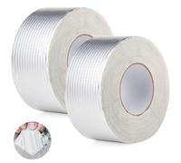 YAYODS Cinta adhesiva impermeable de aluminio de 50 mm x 10 m, 2 unidades, cinta de butilo resistente al agua, cinta adhesiva gruesa de betún autoadhesiva para fugas de techo, grietas superficiales