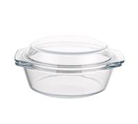 YAYODS Fuente de cristal con tapa, 650 ml, pequeña, redonda, 17,5 cm, apta para microondas, con tapa, apta para horno, con asas para ensalada de frutas, carne, microondas, horno