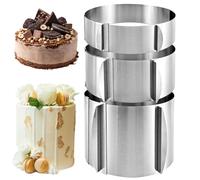 YAYODS Juego de 3 Moldes para Tartas Ajustables de Acero Inoxidable, Altura 5cm, 8cm y 15cm, Aro de Pastelería Extensible Ø 16-30 cm con Escala de Medición para Repostería, Mousses y Pasteles de Capas