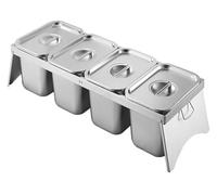 YAYREC Estación de ingredientes para pizza， Soporte for condimentos de mostrador con asa, plato combinado for pizza, ideal for fiestas en hoteles, queso, salsa y lechuga(Silver-b,91.4x32x14.8cm)