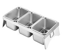 YAYREC Estación de ingredientes para pizza， Soporte for condimentos de mostrador con asa, plato combinado for pizza, ideal for fiestas en hoteles, queso, salsa y lechuga(Silver-a,67x32x10cm)