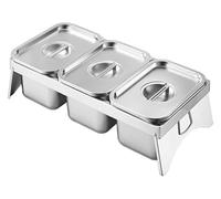 YAYREC Estación de ingredientes para pizza， Soporte for condimentos de mostrador con asa, plato combinado for pizza, ideal for fiestas en hoteles, queso, salsa y lechuga(Silver-b,67x32x10cm)