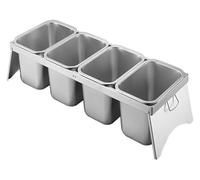 YAYREC Estación de ingredientes para pizza， Soporte for condimentos de mostrador con asa, plato combinado for pizza, ideal for fiestas en hoteles, queso, salsa y lechuga(Silver-a,91.4x32x14.8cm)