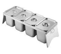 YAYREC Estación de ingredientes para pizza， Soporte for condimentos de mostrador con asa, plato combinado for pizza, ideal for fiestas en hoteles, queso, salsa y lechuga(Silver-b,83.3x27x14.8cm)