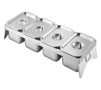 YAYREC Estación de ingredientes para pizza， Soporte for condimentos de mostrador con asa, plato combinado for pizza, ideal for fiestas en hoteles, queso, salsa y lechuga(Silver-b,80.2x27x10cm)