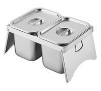 YAYREC Estación de ingredientes para pizza， Soporte for condimentos de mostrador con asa, plato combinado for pizza, ideal for fiestas en hoteles, queso, salsa y lechuga(Silver-b,48.2x32x14.8cm)