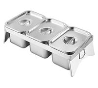 YAYREC Estación de ingredientes para pizza， Soporte for condimentos de mostrador con asa, plato combinado for pizza, ideal for fiestas en hoteles, queso, salsa y lechuga(Silver-b,61x27x10cm)