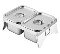 YAYREC Estación de ingredientes para pizza， Soporte for condimentos de mostrador con asa, plato combinado for pizza, ideal for fiestas en hoteles, queso, salsa y lechuga(Silver-b,45.3x32x10cm)