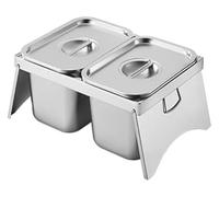 YAYREC Estación de ingredientes para pizza， Soporte for condimentos de mostrador con asa, plato combinado for pizza, ideal for fiestas en hoteles, queso, salsa y lechuga(Silver-b,44.2x27x14.8cm)