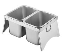 YAYREC Estación de ingredientes para pizza， Soporte for condimentos de mostrador con asa, plato combinado for pizza, ideal for fiestas en hoteles, queso, salsa y lechuga(Silver-a,48.2x32x14.8cm)