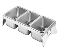 YAYREC Estación de ingredientes para pizza， Soporte for condimentos de mostrador con asa, plato combinado for pizza, ideal for fiestas en hoteles, queso, salsa y lechuga(Silver-a,61x27x10cm)