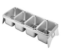 YAYREC Estación de ingredientes para pizza， Soporte for condimentos de mostrador con asa, plato combinado for pizza, ideal for fiestas en hoteles, queso, salsa y lechuga(Silver-a,88.2x32x10cm)