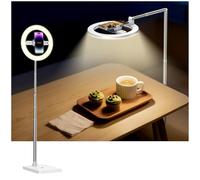 yAyusi 174 cm Inalámbrico Aro de Luz con Tripode, Tripode Cenital con Ring Light Recargable para Escanear Documentos, Grabación de Vídeo, Fotografía, Transmisión en Vivo, TikTok, YouTube