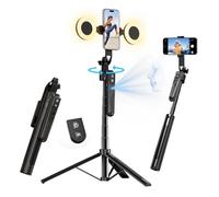 yAyusi Automático Facial Seguimiento Trípode con Luz, Sin App, 360° Rotación 180cm Trípode para Teléfono con Sensor de Movimiento, Soporte para Cámara de Teléfono para Vlog/Vídeo/Grabación