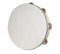 YAYUZEST Pandereta de mano para adultos, pandereta de madera, jingles de metal, percusión, panderetas de mano de una sola fila para fiestas de karaoke, color natural, 10 pulgadas