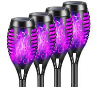 YAZEKY Halloween Decoracion Luces de llamas Solar Exterior Jardin,12 LED 4 Piezas Antorcha Luces Solares Jardin con llamas Realistas,IP65 Impermeable Luz Solar Exterior Lampara Luces para Decoración