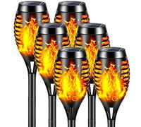 YAZEKY Luces de llamas Solar Exterior Jardin,6 Piezas 12 LED Antorcha Luces Solares Jardin con llamas Realistas,IP65 Impermeable Luz Solar Exterior Lampara Luces para Decoración,Césped,Camino,Pasillo