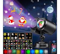 YAZEKY Proyector Luces de Navidad,16 Patrones LED 10 Colores Efecto Onda de Agua 2-en-1 Control Remoto Impermeable IP65 Proyector Copo de Nieve Lámpara Decoración para Navidad,Fiesta,Exterior,Interior